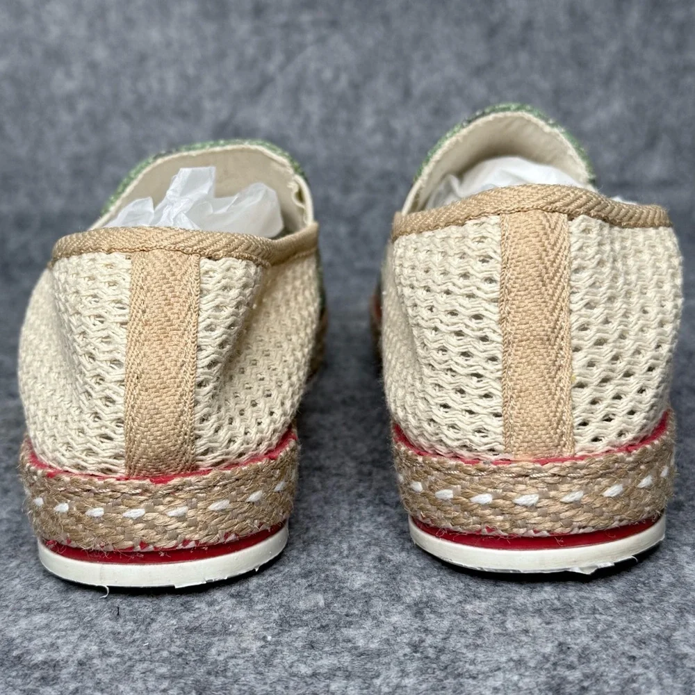 Goby Women's‎ Green Tiger Eyes Man Made Slip-On Sneaker Espadrille Shoes- Sz 10